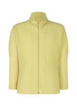 A product shot of the HOMME PLISSÉ ISSEY MIYAKE COLOR PLEATS 2 jacket in agave cream green (64).