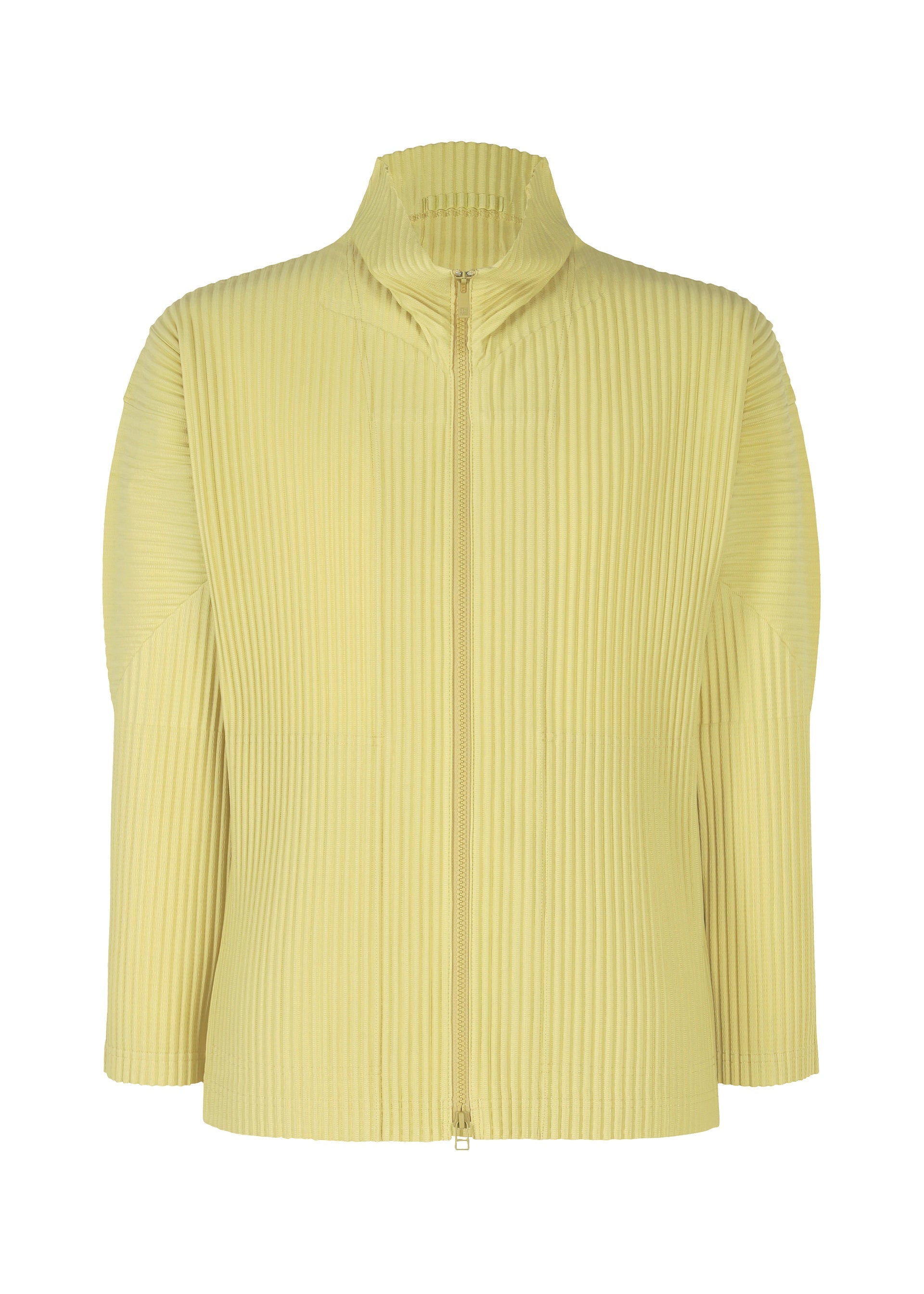 A product shot of the HOMME PLISSÉ ISSEY MIYAKE COLOR PLEATS 2 jacket in agave cream green (64).