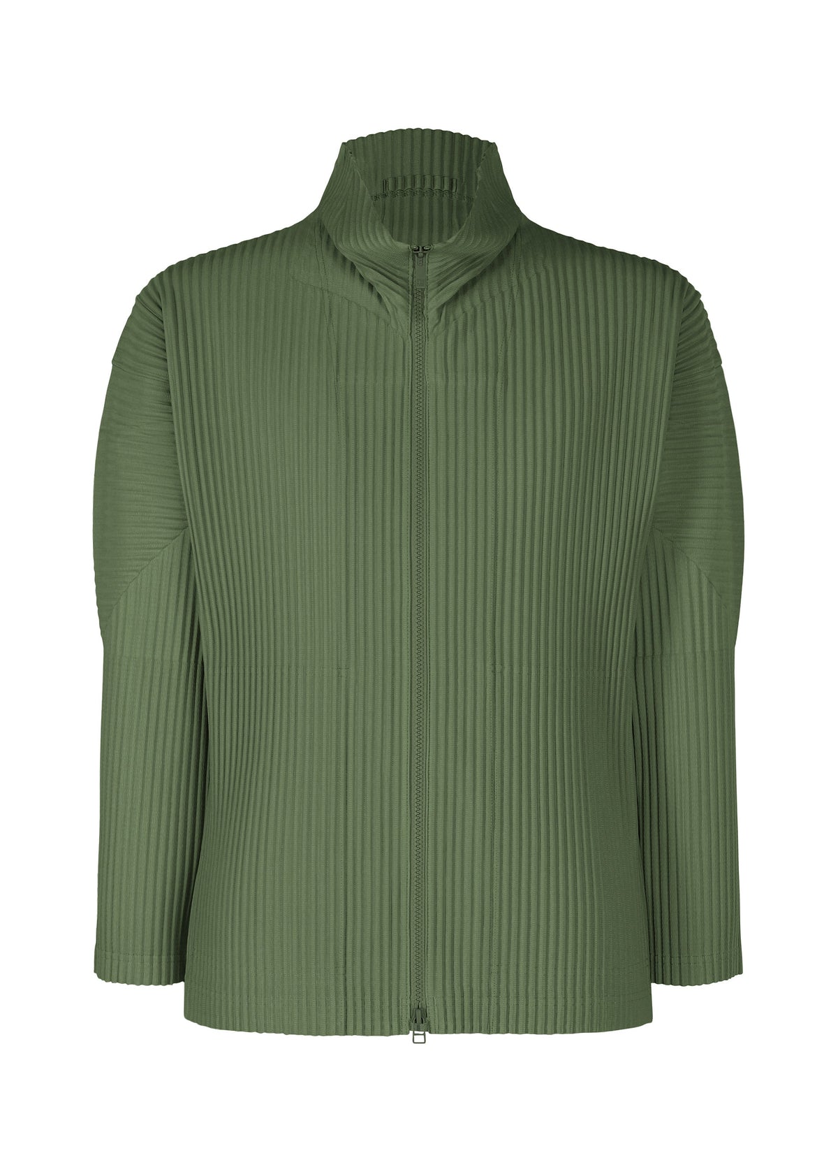 A product shot of the HOMME PLISSÉ ISSEY MIYAKE COLOR PLEATS 2 jacket in duomo door green (69).