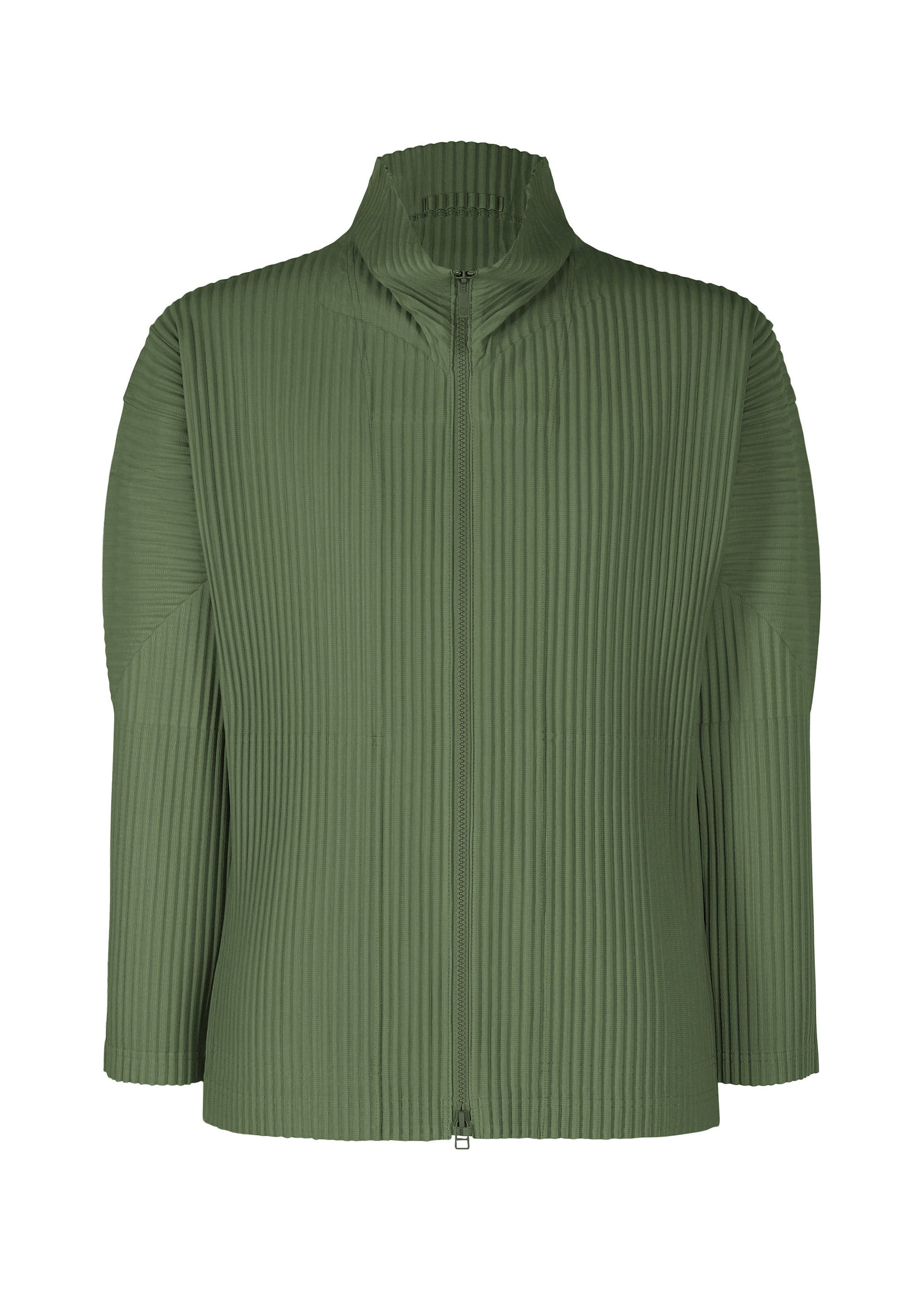 A product shot of the HOMME PLISSÉ ISSEY MIYAKE COLOR PLEATS 2 jacket in duomo door green (69).