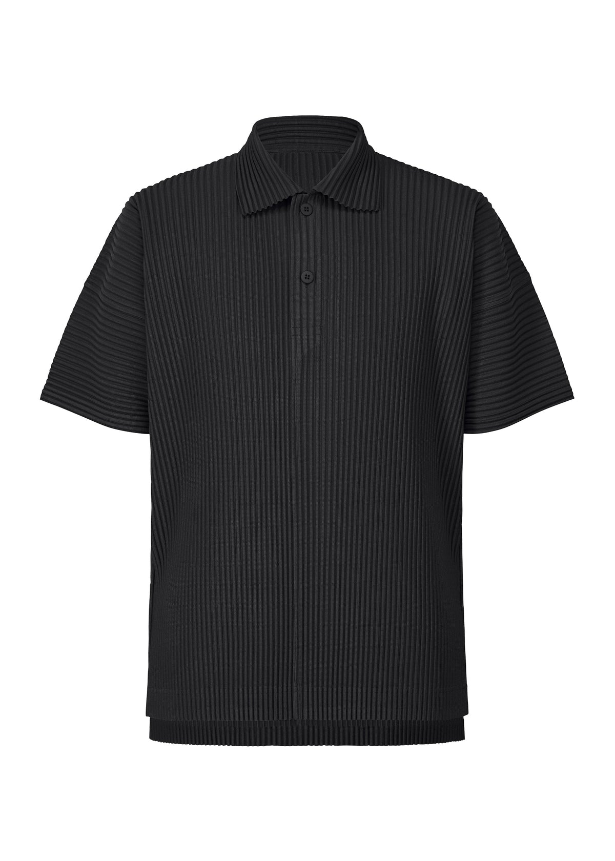 A product shot of the HOMME PLISSÉ ISSEY MIYAKE MONTHLY COLORS : JUNE shirt in black.