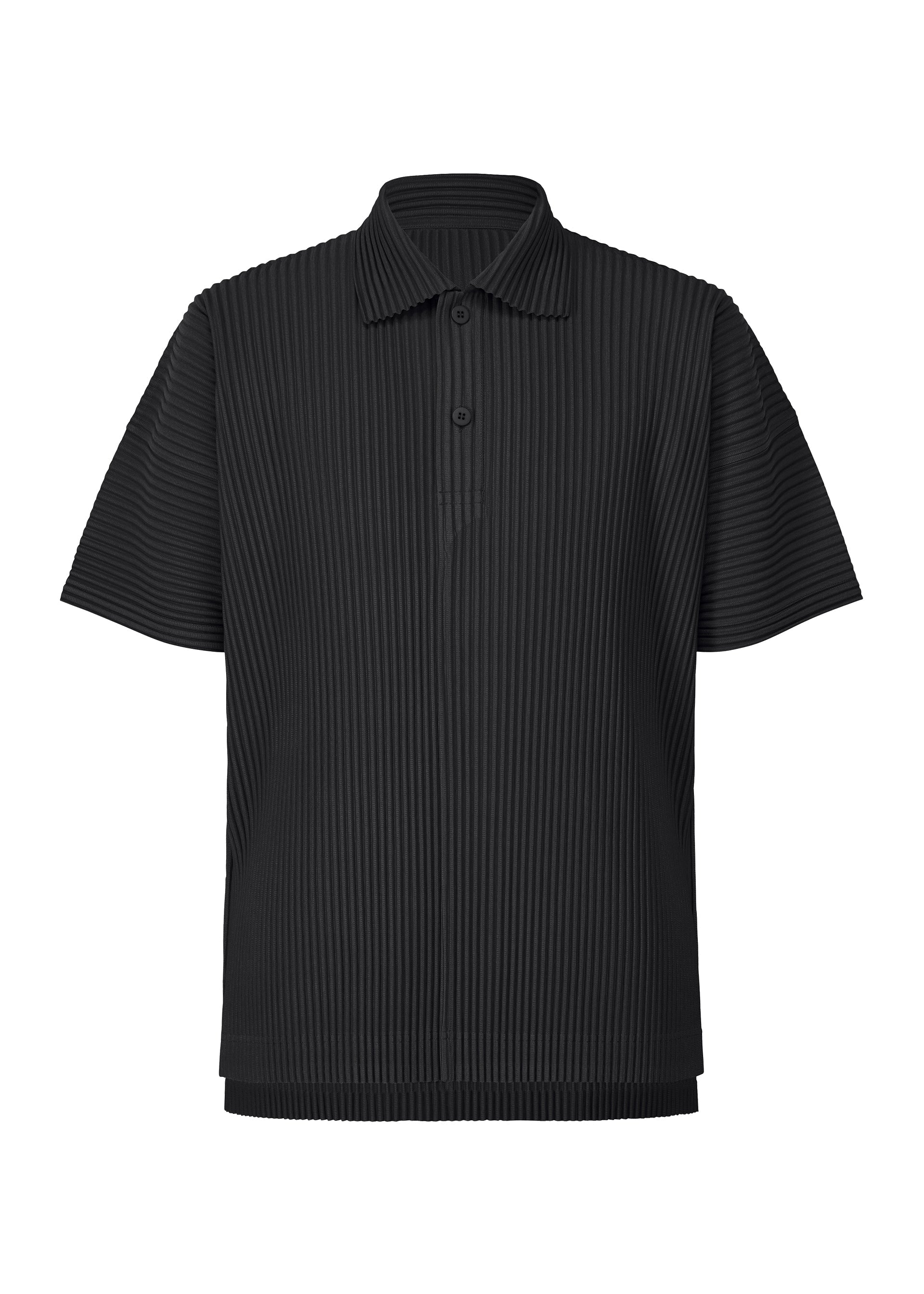 A product shot of the HOMME PLISSÉ ISSEY MIYAKE MONTHLY COLORS : JUNE shirt in black.