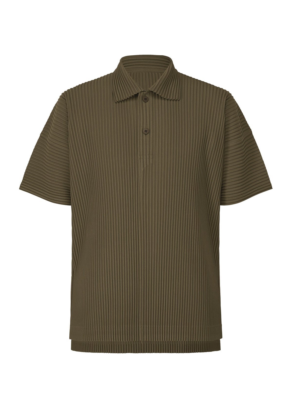A product shot of the HOMME PLISSÉ ISSEY MIYAKE MONTHLY COLORS : JUNE shirt in genova metal ocher.