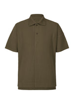 A product shot of the HOMME PLISSÉ ISSEY MIYAKE MONTHLY COLORS : JUNE shirt in genova metal ocher.