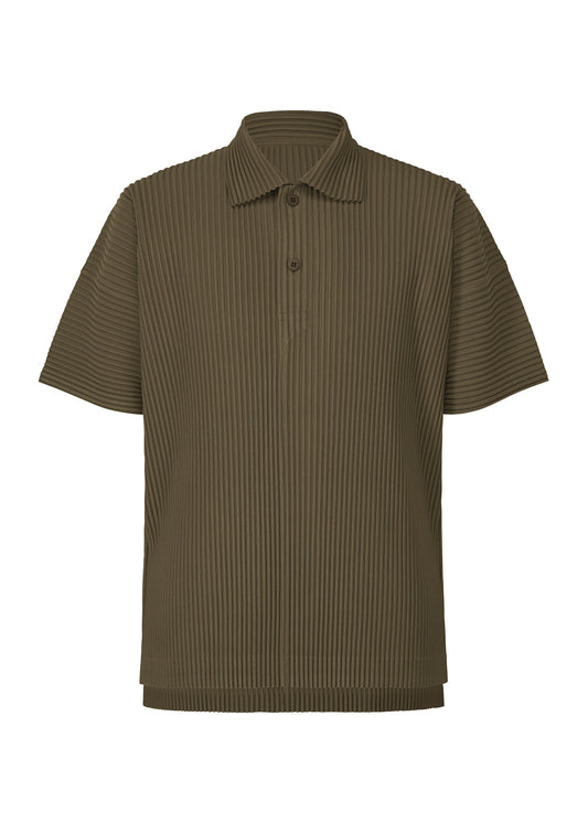 A product shot of the HOMME PLISSÉ ISSEY MIYAKE MONTHLY COLORS : JUNE shirt in genova metal ocher.