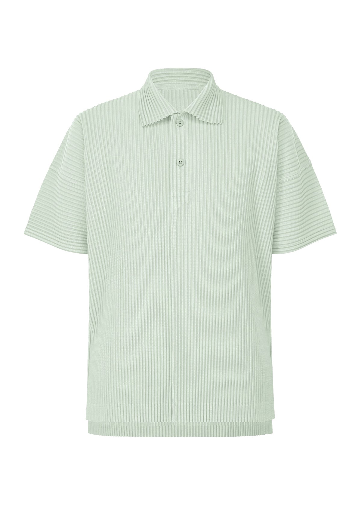 A product shot of the HOMME PLISSÉ ISSEY MIYAKE MONTHLY COLORS : JUNE shirt in boboli moss ash.