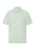 A product shot of the HOMME PLISSÉ ISSEY MIYAKE MONTHLY COLORS : JUNE shirt in boboli moss ash.