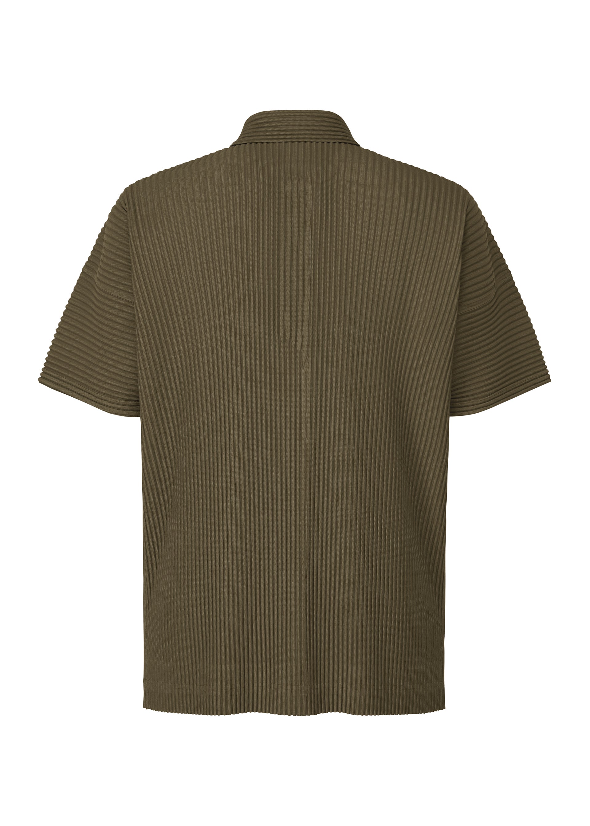 A detail shot of the HOMME PLISSÉ ISSEY MIYAKE MONTHLY COLORS : JUNE shirt.