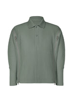 A product shot of the HOMME PLISSÉ ISSEY MIYAKE MULTI-FASTENED shirt in lucca storico blue.