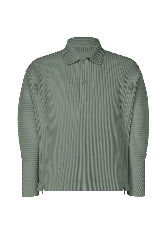 A product shot of the HOMME PLISSÉ ISSEY MIYAKE MULTI-FASTENED shirt in lucca storico blue.