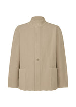 A product shot of the HOMME PLISSÉ ISSEY MIYAKE INLAID KNIT jacket in beige (40).