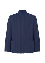 A product shot of the HOMME PLISSÉ ISSEY MIYAKE INLAID KNIT jacket in blue (72).
