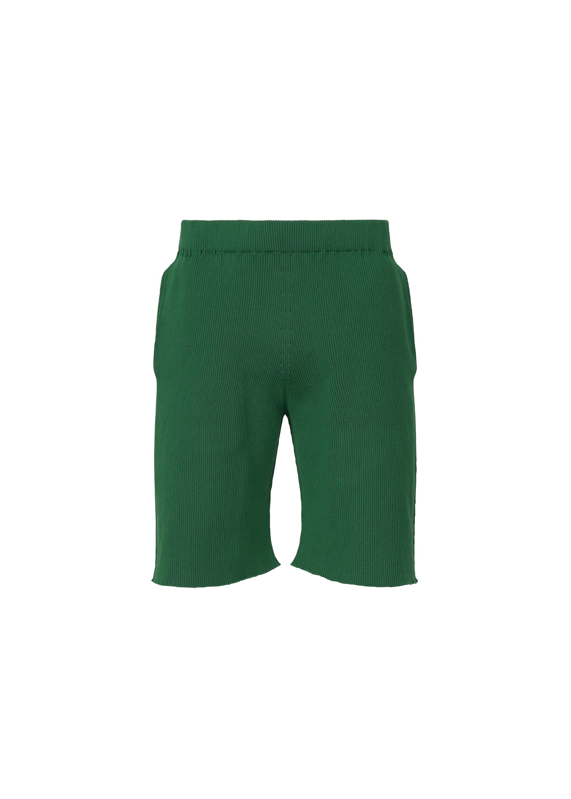 A product shot of the HOMME PLISSÉ ISSEY MIYAKE BASIC KNIT clothing in green (62).