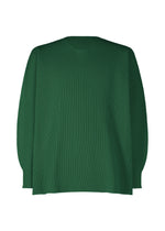 A product shot of the HOMME PLISSÉ ISSEY MIYAKE BASIC KNIT clothing in green (62).