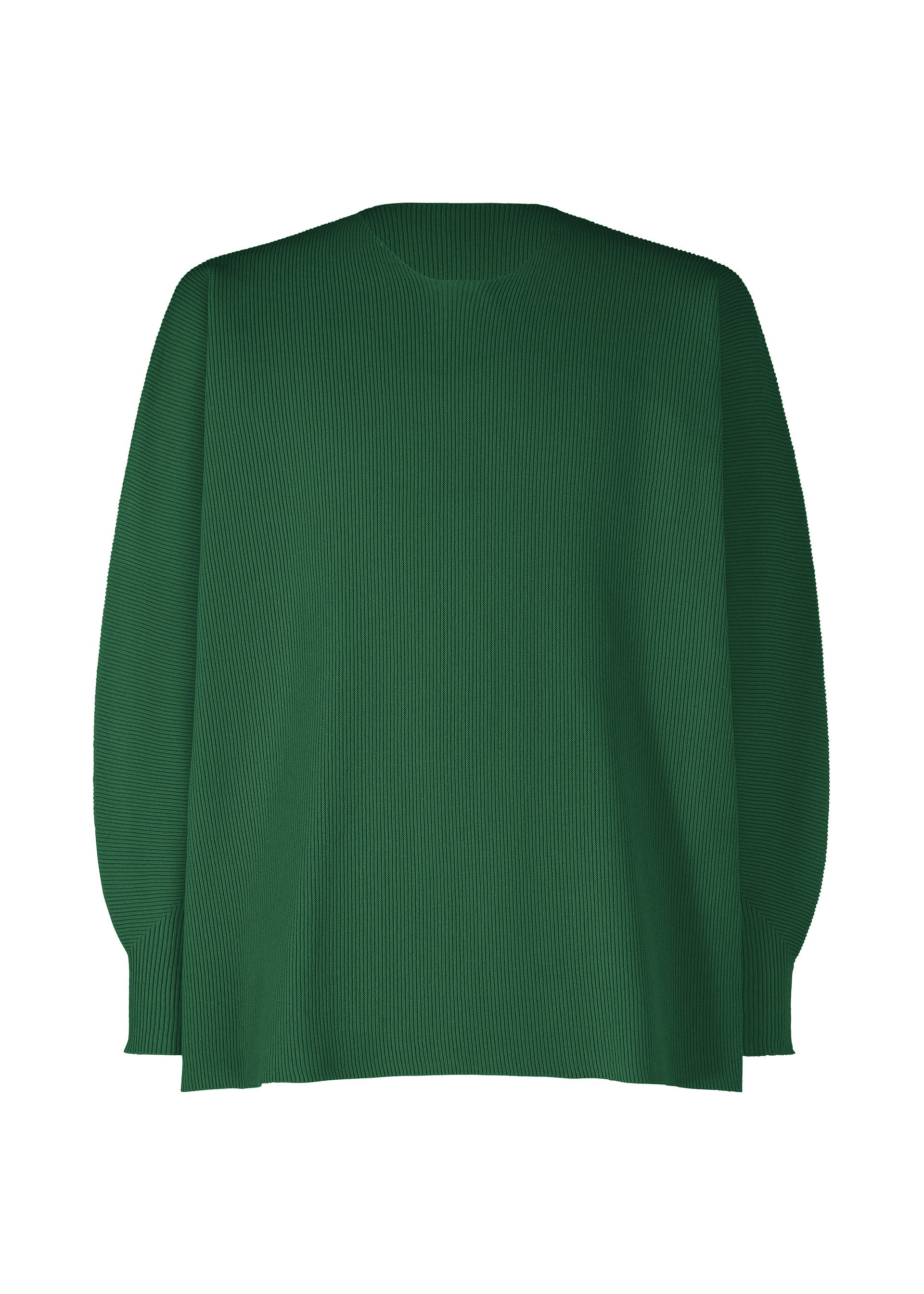 A product shot of the HOMME PLISSÉ ISSEY MIYAKE BASIC KNIT clothing in green (62).