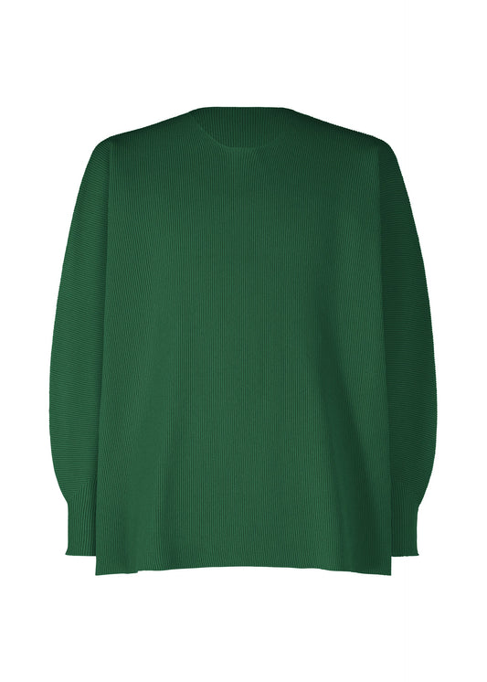 A product shot of the HOMME PLISSÉ ISSEY MIYAKE BASIC KNIT clothing in green (62).