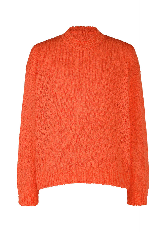 A product shot of the HOMME PLISSÉ ISSEY MIYAKE RISOTTO KNIT top in orange (32).