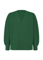 A product shot of the HOMME PLISSÉ ISSEY MIYAKE BASIC KNIT clothing in green (62).