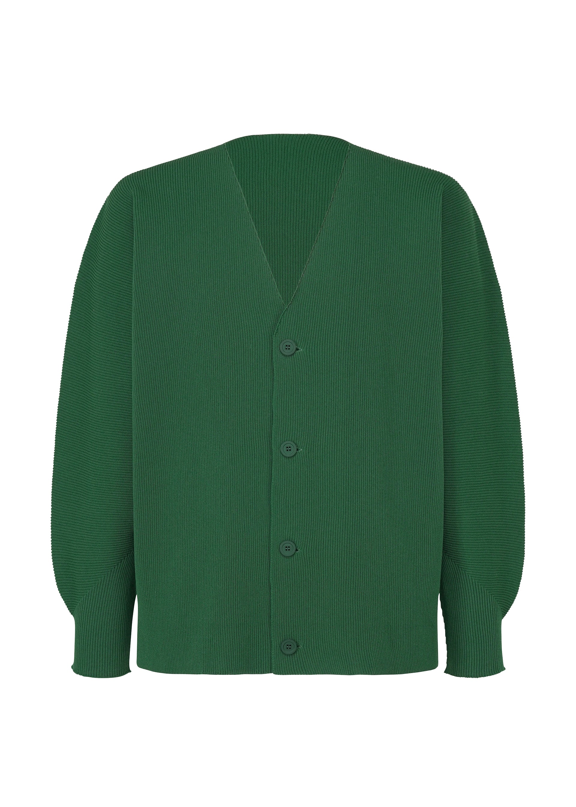 A product shot of the HOMME PLISSÉ ISSEY MIYAKE BASIC KNIT clothing in green (62).