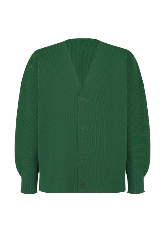 A product shot of the HOMME PLISSÉ ISSEY MIYAKE BASIC KNIT clothing in green (62).