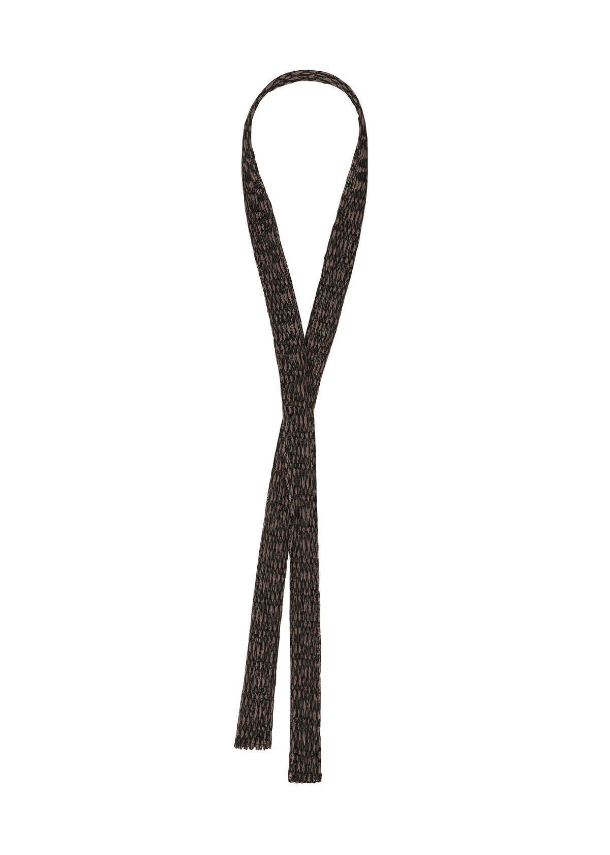 A detail shot of the HOMME PLISSÉ ISSEY MIYAKE MESH PLEATS TIE tie.
