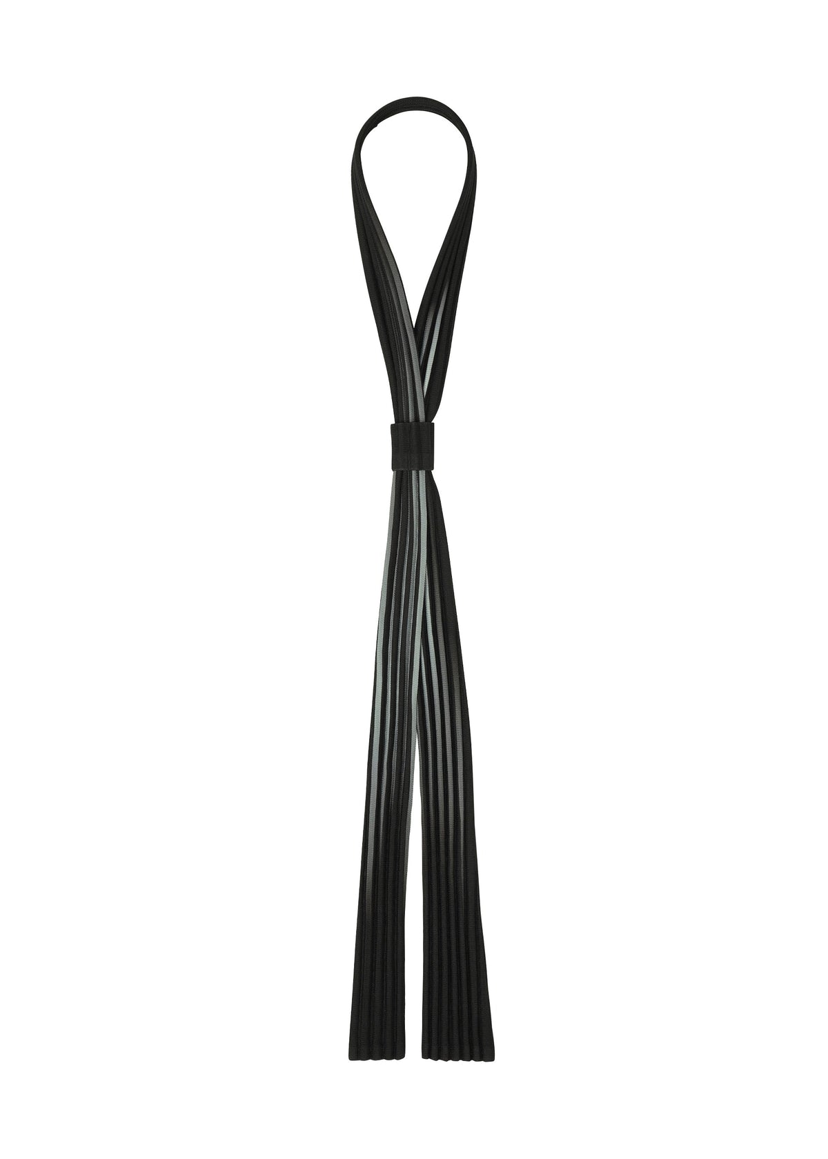 A product shot of the HOMME PLISSÉ ISSEY MIYAKE IN THE SHADOW PLEATS TIE tie in shadow black.