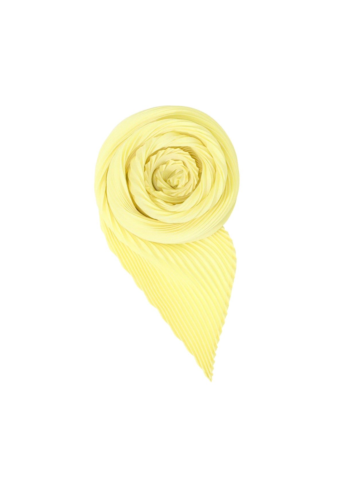 A product shot of the HOMME PLISSÉ ISSEY MIYAKE PLEATS STOLE stole in yellow.