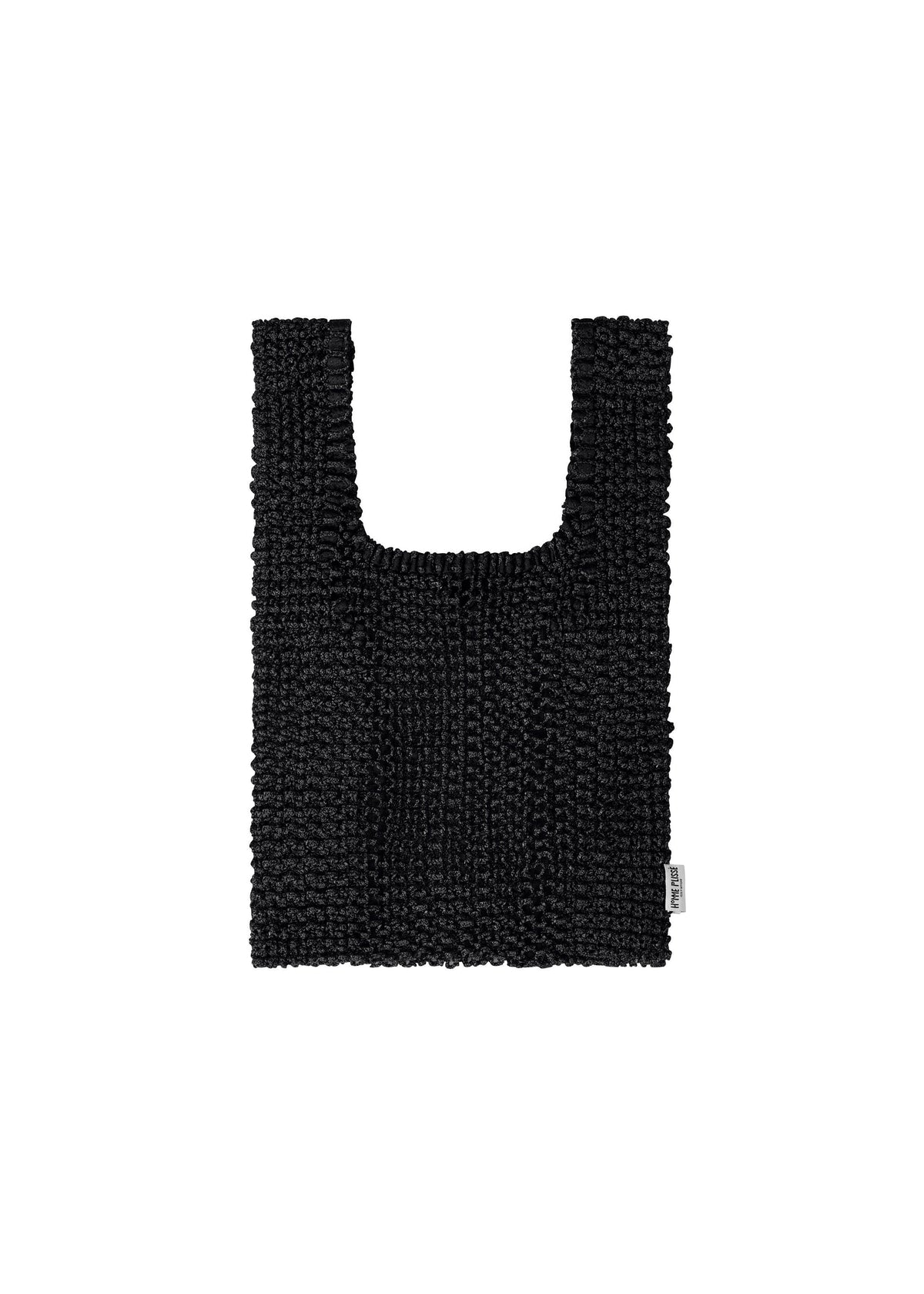 A product shot of the HOMME PLISSÉ ISSEY MIYAKE MESH PLEATS BAG tote in black.