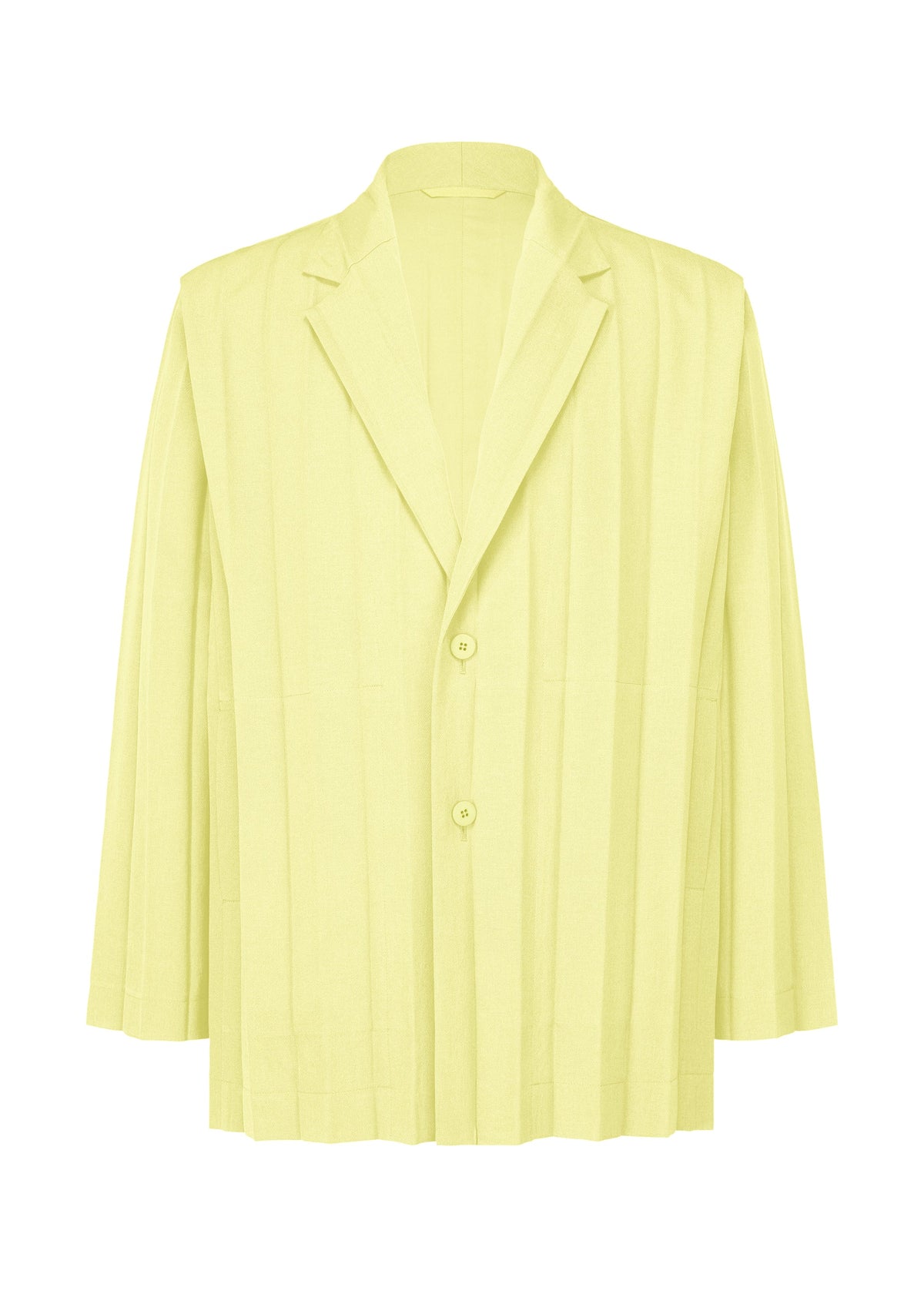 A product shot of the HOMME PLISSÉ ISSEY MIYAKE EDGE ENSEMBLE jacket in yellow.