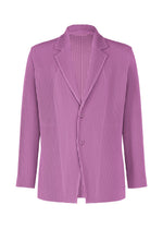 A product shot of the HOMME PLISSÉ ISSEY MIYAKE KERSEY PLEATS jacket in purple.