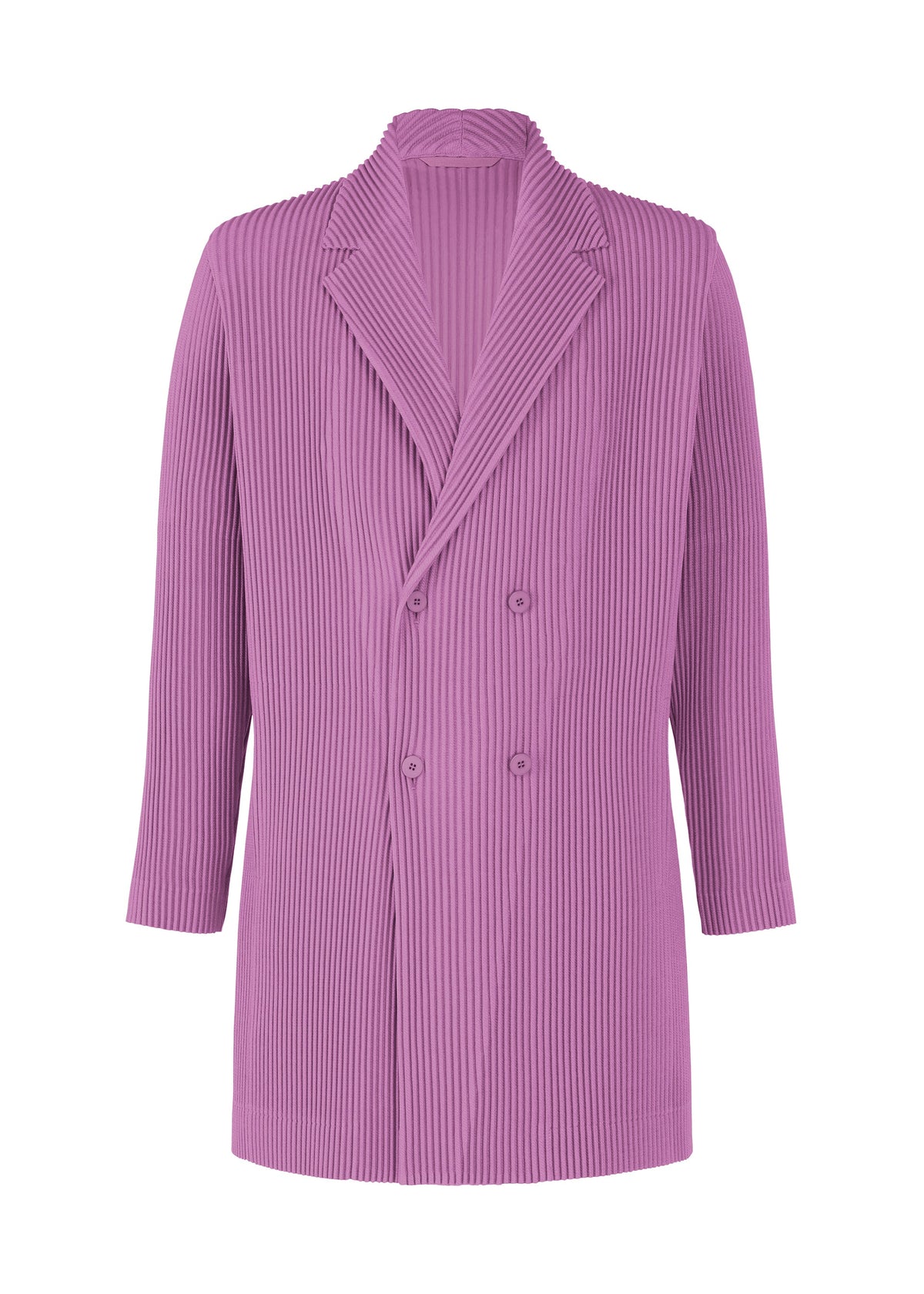 A product shot of the HOMME PLISSÉ ISSEY MIYAKE KERSEY PLEATS jacket in purple.