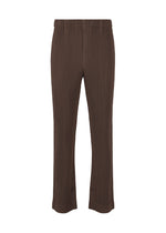 A product shot of the HOMME PLISSÉ ISSEY MIYAKE KERSEY PLEATS trousers in brown.