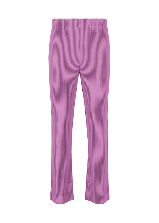 A product shot of the HOMME PLISSÉ ISSEY MIYAKE KERSEY PLEATS trousers in purple.