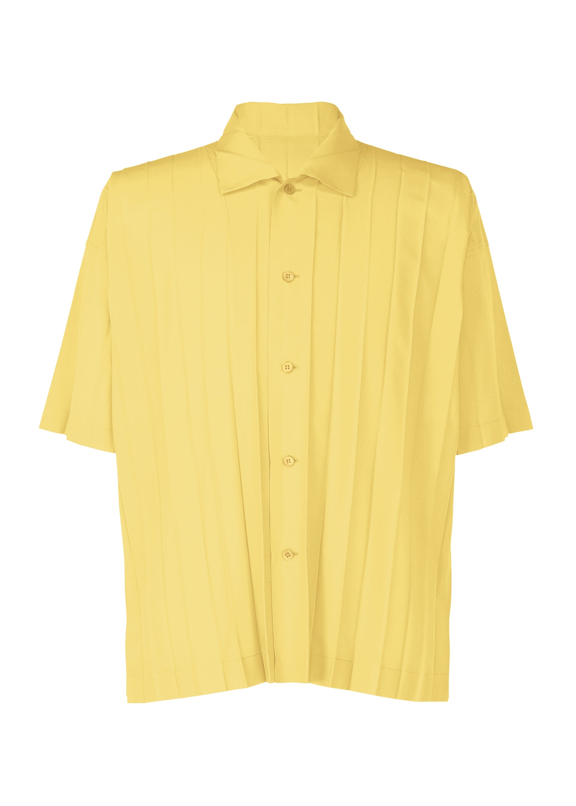 A product shot of the HOMME PLISSÉ ISSEY MIYAKE EDGE SHIRT shirt in yellow.