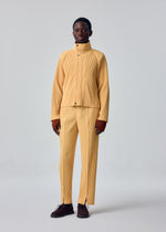 A model wears the HOMME PLISSÉ ISSEY MIYAKE TAILORED PLEATS 1 tailored-pleats-1-raglan-jacket-shadow-brown.