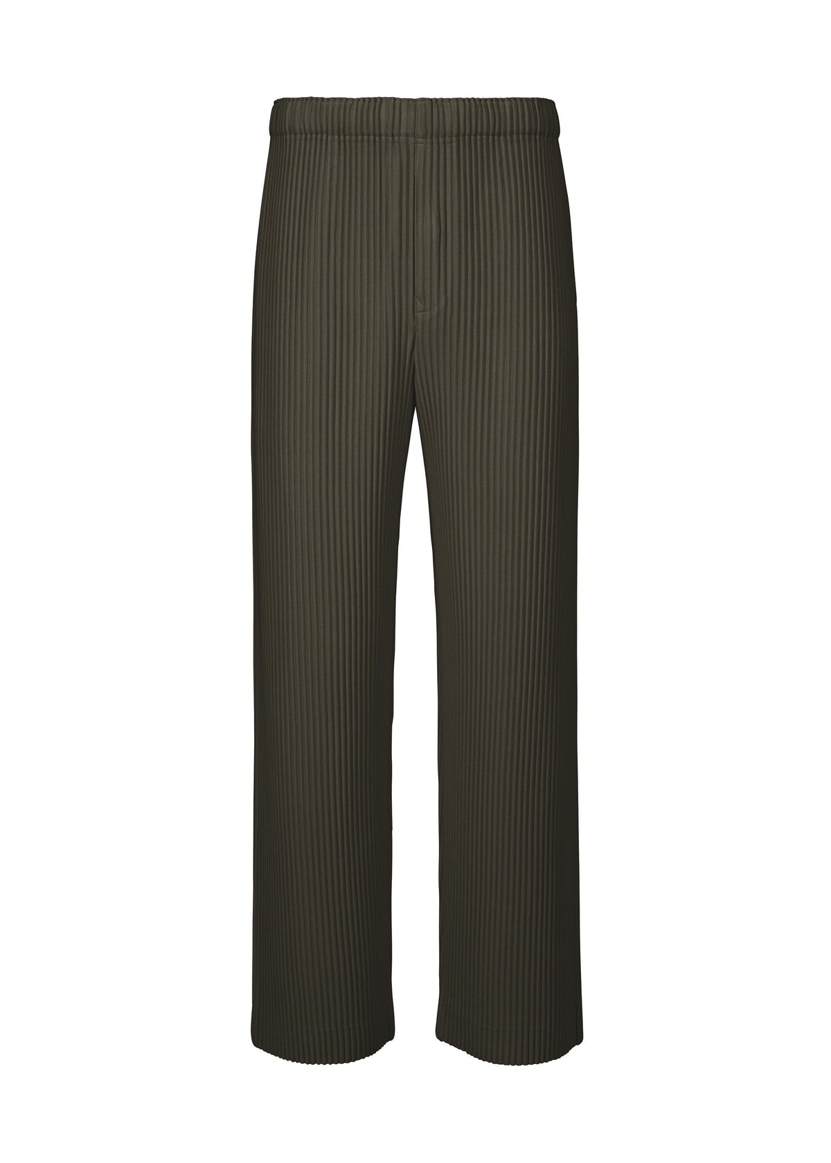 A product shot of the HOMME PLISSÉ ISSEY MIYAKE MONTHLY COLORS : JULY trousers in shade grayish brown.