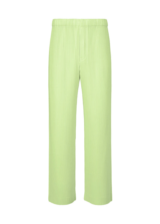 A product shot of the HOMME PLISSÉ ISSEY MIYAKE MONTHLY COLORS : JULY trousers in shine green.