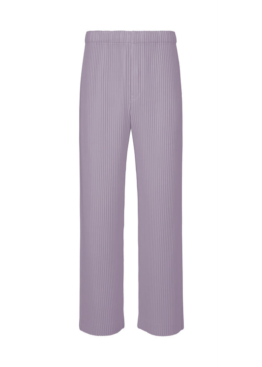 A product shot of the HOMME PLISSÉ ISSEY MIYAKE MONTHLY COLORS : JULY trousers in gloom purple.