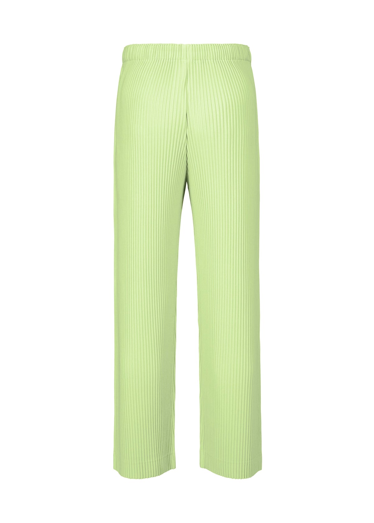 A detail shot of the HOMME PLISSÉ ISSEY MIYAKE MONTHLY COLORS : JULY trousers.