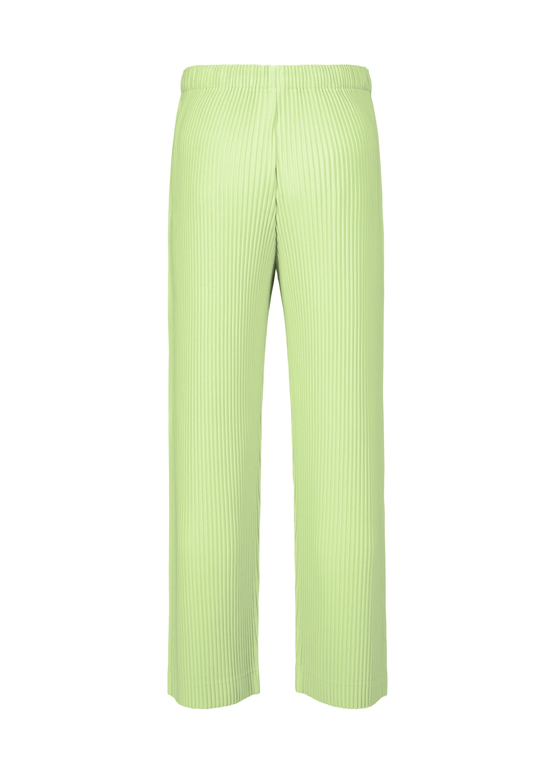A detail shot of the HOMME PLISSÉ ISSEY MIYAKE MONTHLY COLORS : JULY trousers.