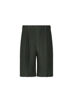 A product shot of the HOMME PLISSÉ ISSEY MIYAKE MONTHLY COLORS : AUGUST shorts in inky gray.