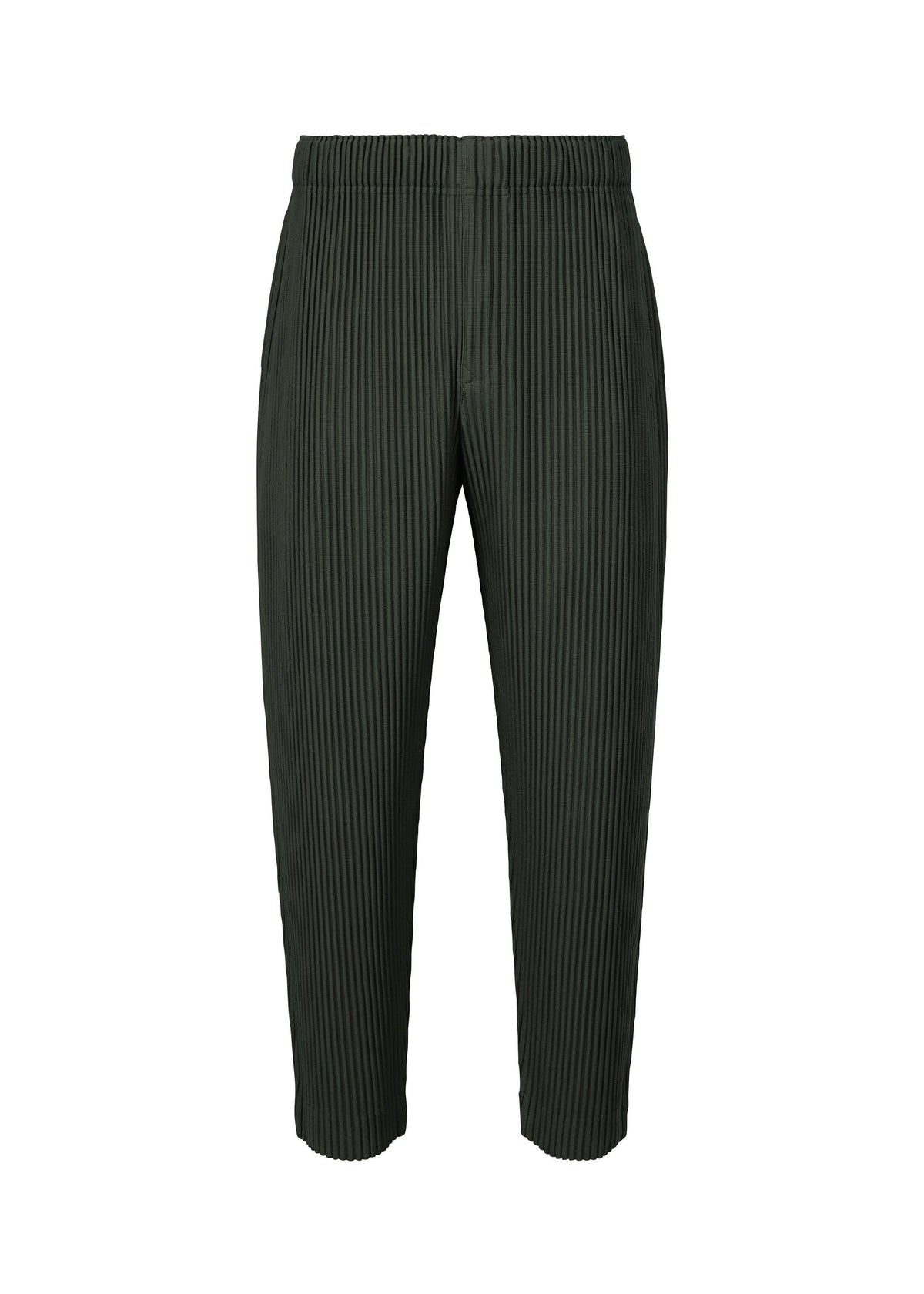 A product shot of the HOMME PLISSÉ ISSEY MIYAKE MONTHLY COLORS : AUGUST trousers in inky gray.