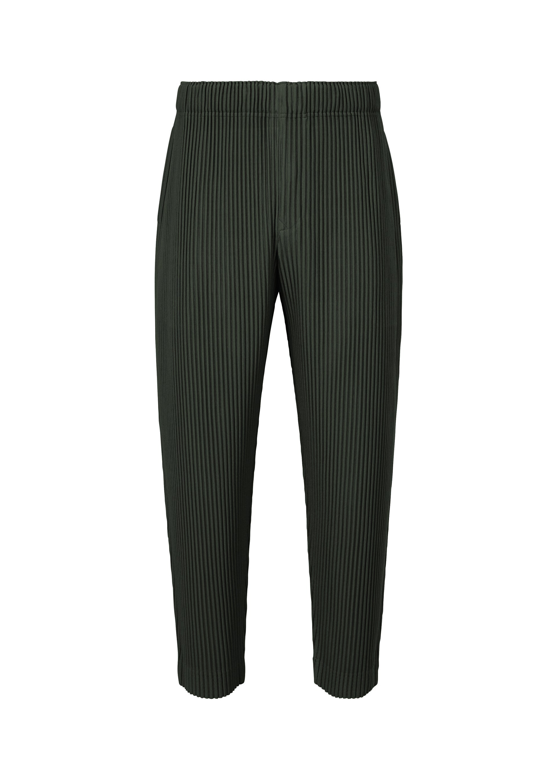 A product shot of the HOMME PLISSÉ ISSEY MIYAKE MONTHLY COLORS : AUGUST trousers in inky gray.