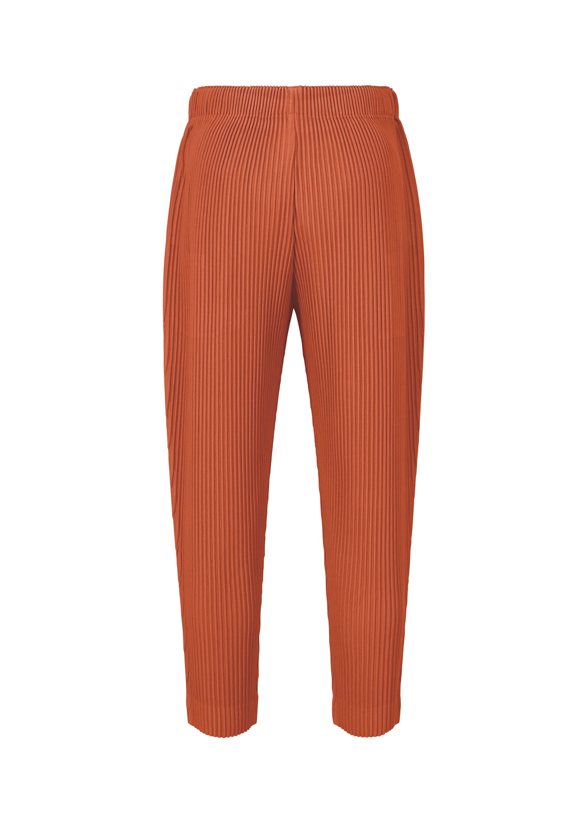 A detail shot of the HOMME PLISSÉ ISSEY MIYAKE MONTHLY COLORS : AUGUST trousers.
