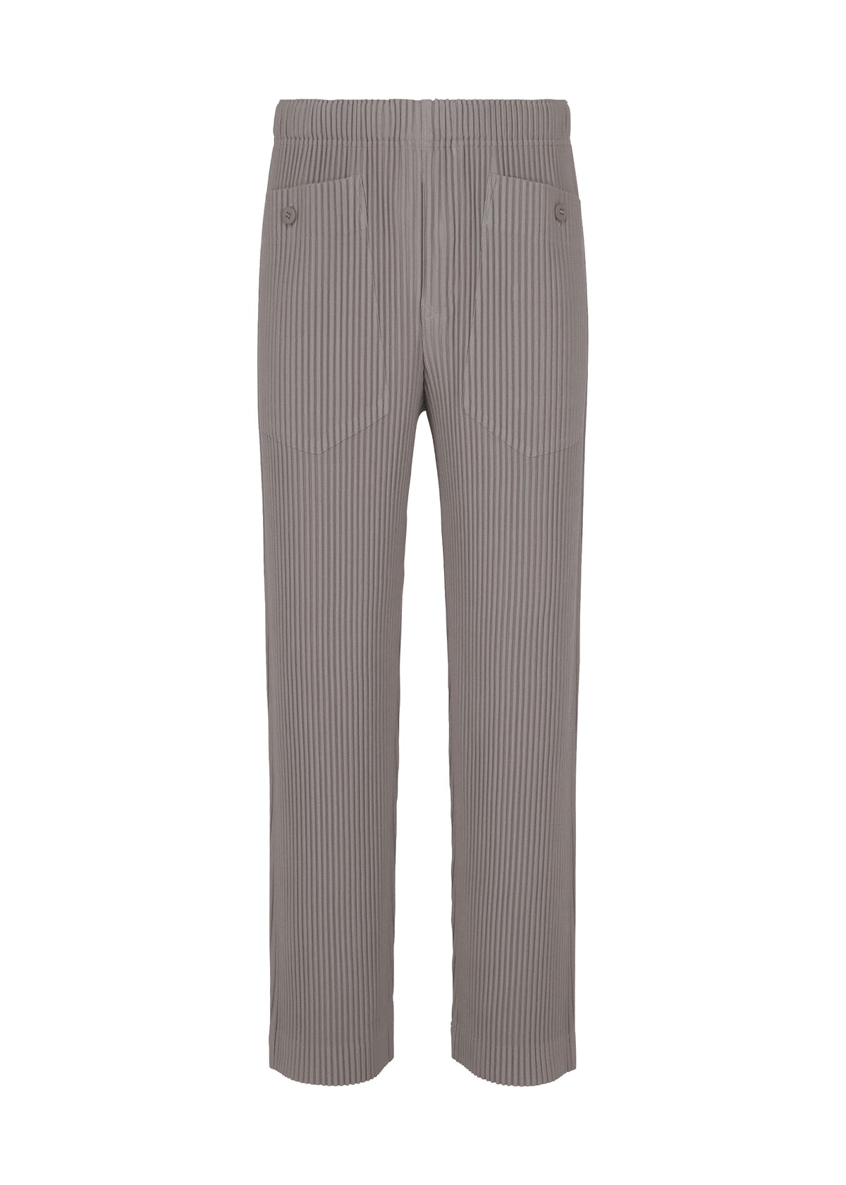 A product shot of the HOMME PLISSÉ ISSEY MIYAKE MONTHLY COLORS : OCTOBER trousers in dim gray.