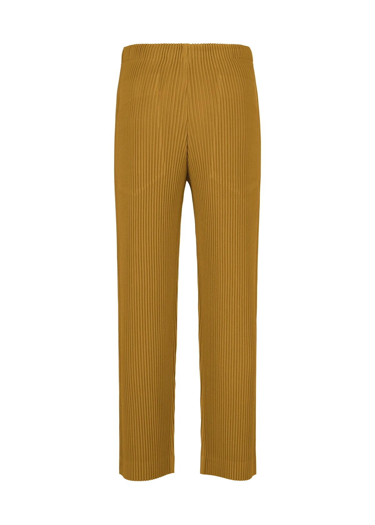 A detail shot of the HOMME PLISSÉ ISSEY MIYAKE MONTHLY COLORS : OCTOBER trousers.