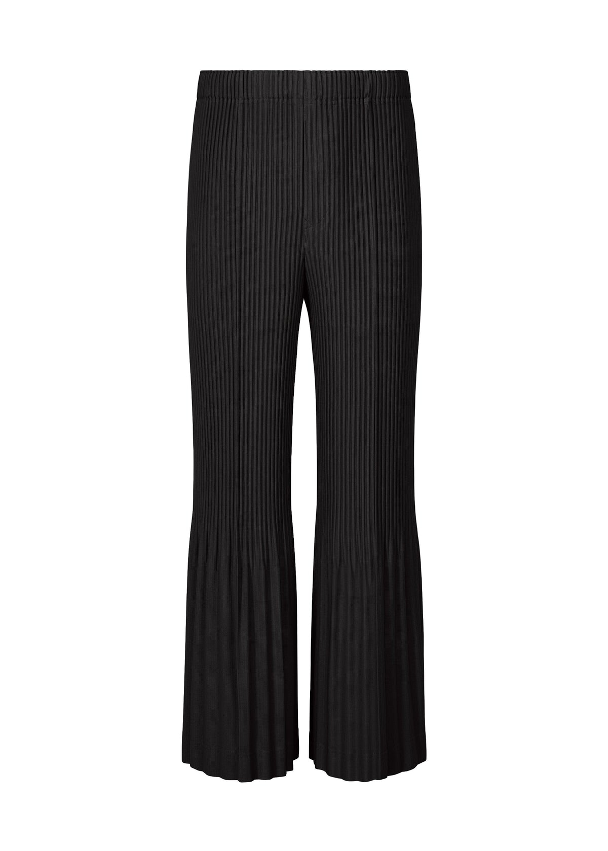 A product shot of the HOMME PLISSÉ ISSEY MIYAKE PLEATS BOTTOMS 1 trousers in black.