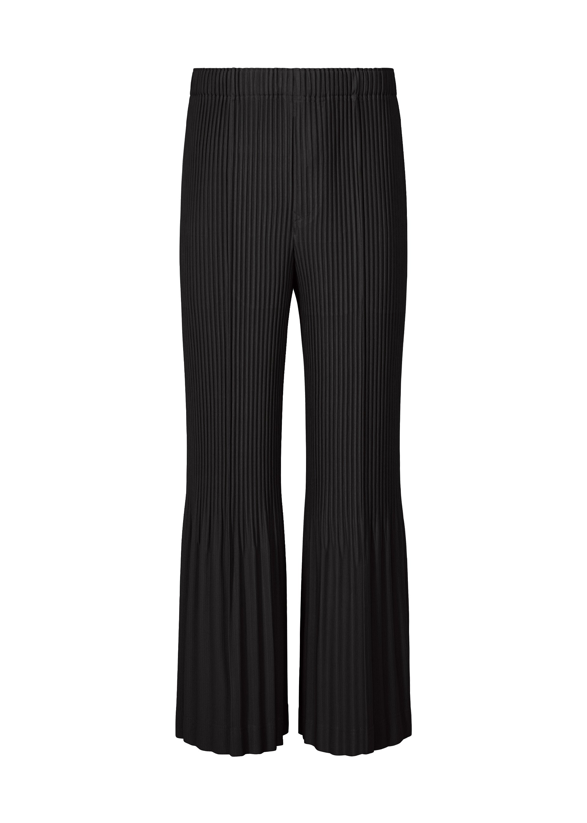 A product shot of the HOMME PLISSÉ ISSEY MIYAKE PLEATS BOTTOMS 1 trousers in black.