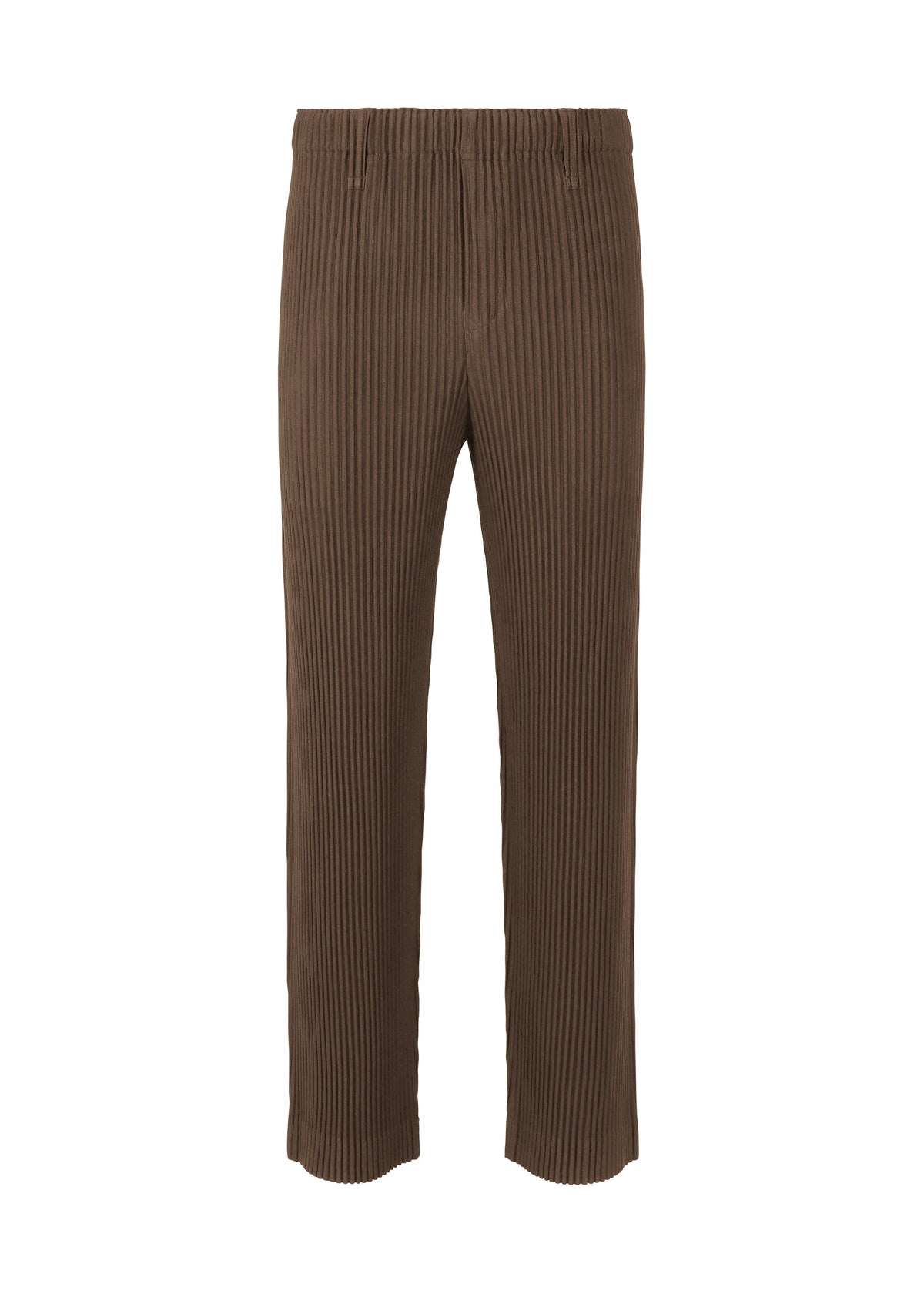 A product shot of the HOMME PLISSÉ ISSEY MIYAKE TAILORED PLEATS 1 trousers in shadow brown.