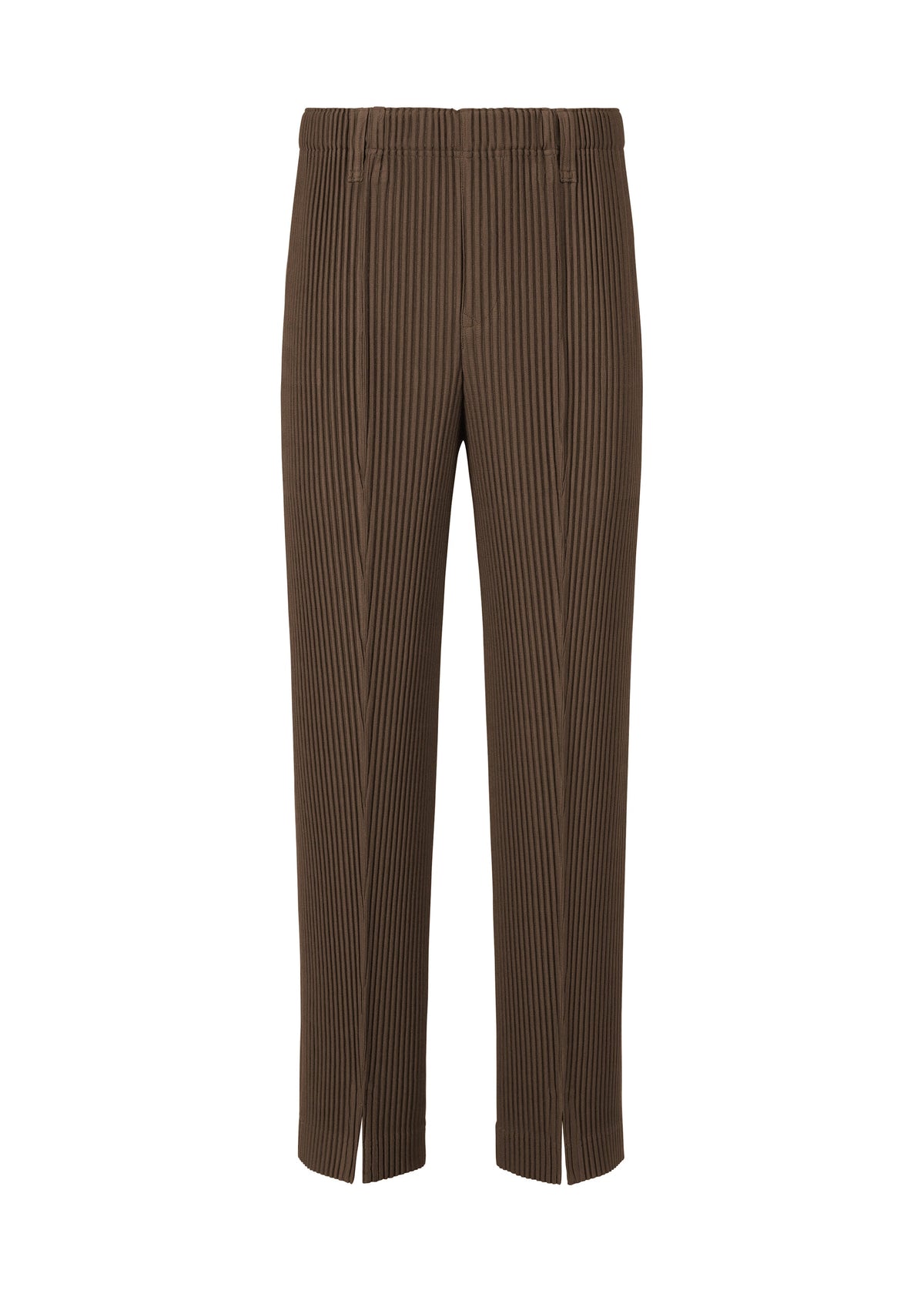 A product shot of the HOMME PLISSÉ ISSEY MIYAKE TAILORED PLEATS 1 trousers in shadow brown.